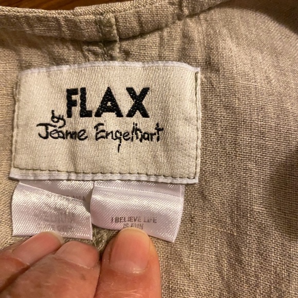 FLAX 100% Linen Long Dress w Textured Linen Panel - Picture 9 of 9